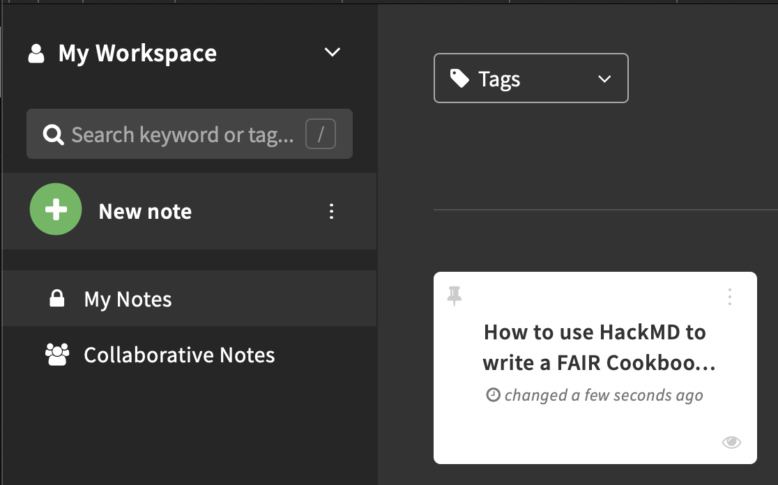Create new Note with HackMD